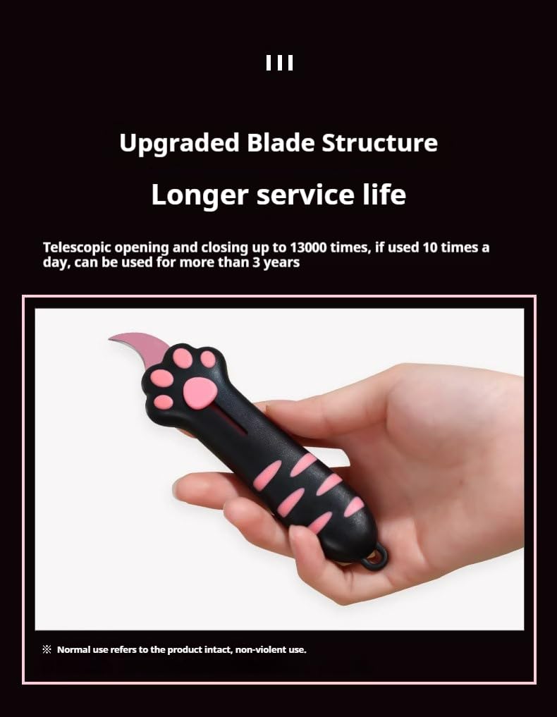 Cute Cat Paw Box Cutter, New Upgrades Retractable Cat Claw Knife, Easy Slide Package Opener For Boxes Envelopes, Packages, Paper Tapes, Multifunctional Multi-Purpose Utility Knife (Pink)