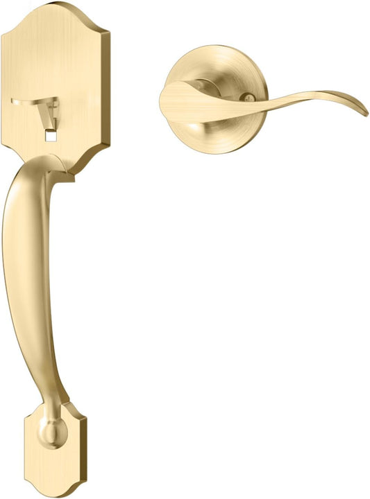 Gold Front Door Handle & Deadbolt Set - Reversible Lever Lock Hardware