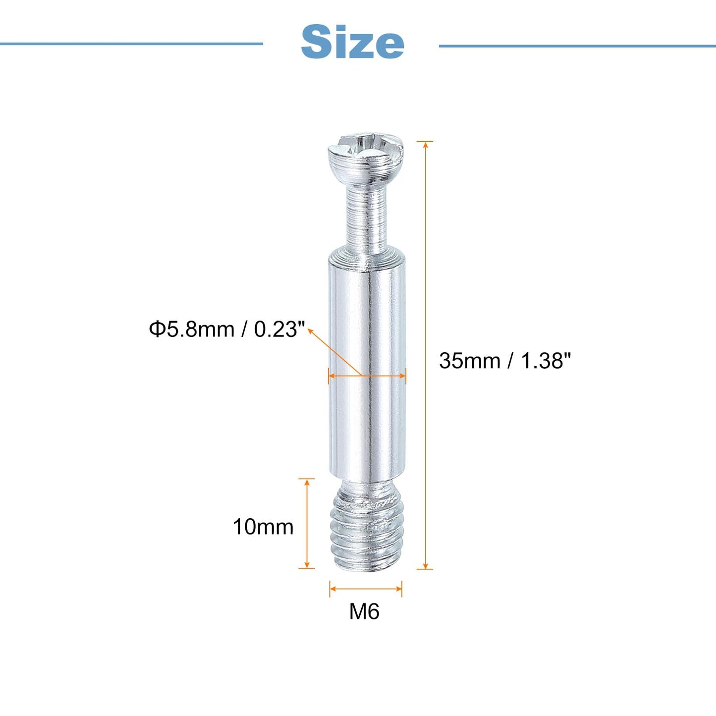 uxcell 45Pcs 35mm Furniture Connecting Fittings, Thread Bolts Dowels Screws, Metal Dowel Fitting Fasteners for Cabinet Drawer and Wardrobe Furniture, Silver