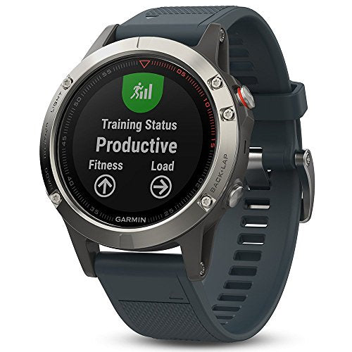 Garmin Fenix 5 Multisport GPS Watch - Silver & Granite Blue Band