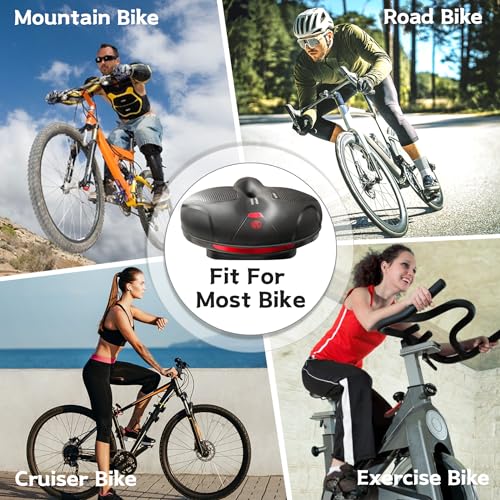 Blue Comfort Bike Seat Cushion with Memory Foam Waterproof Wide Bicycle Saddle