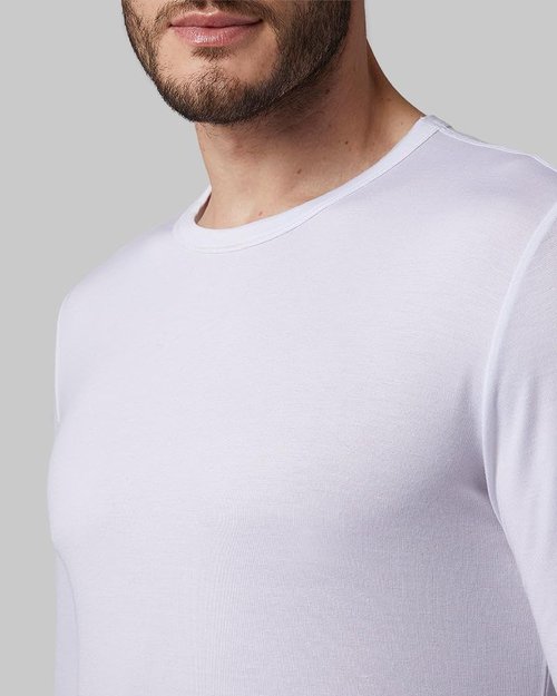 32 Degrees Heat Men’s Lightweight Baselayer Crew Top – Thermal Long Sleeve Shirt Cold Weather, White, Large