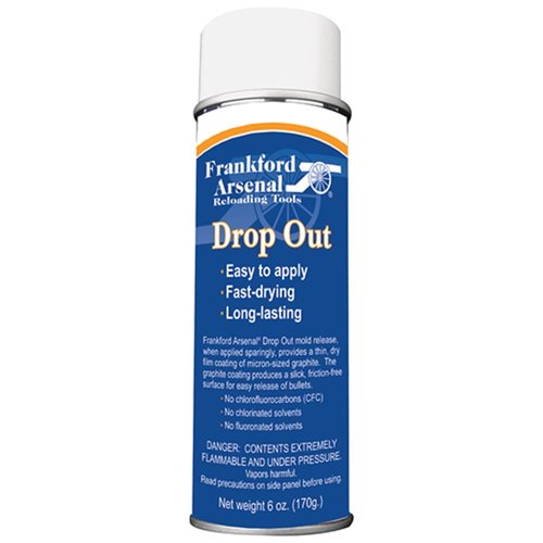 Frankford Arsenal 6 oz. Aerosol Drop Out Bullet Mold Release Agent for Reloading, blue, white