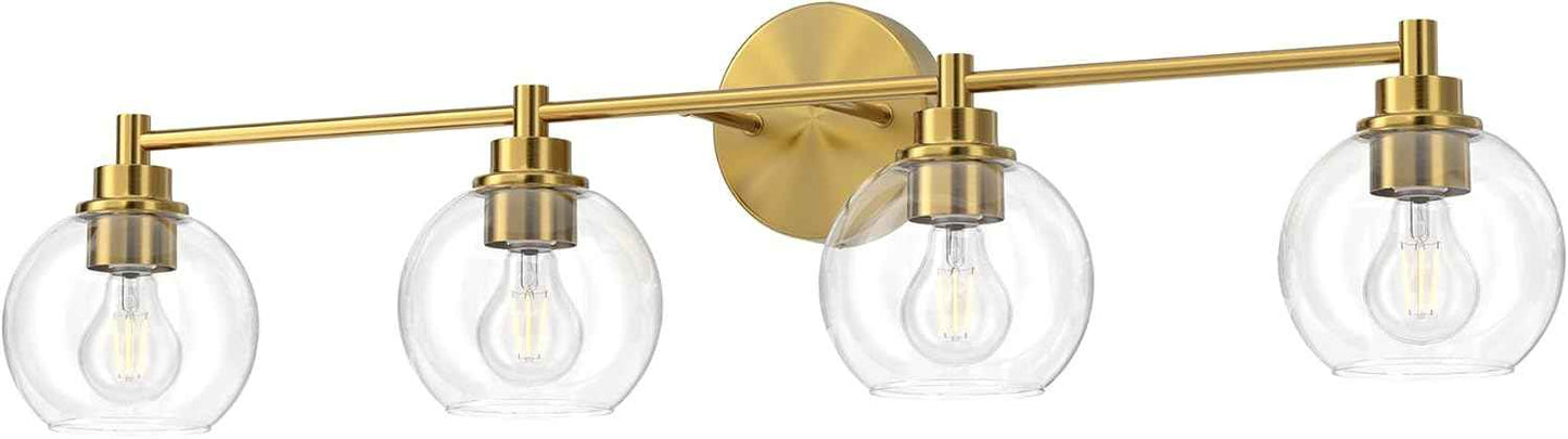 3-Light Vanity Bathroom Light Fixture with Globe Glass Shades - Brushed Nickel, ETL Certified