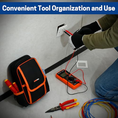 Zippered Electricians Tool Pouch, 1680D Technician Tool Bag with Handle, Zippered Electrician's Tool Pouch for Electrician, Carpenter, Mechanical