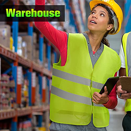Coume 12/20 Pieces Safety Vests Bulk High Visibility Reflective Vests Mesh for Construction Working with 2 Reflective Strips