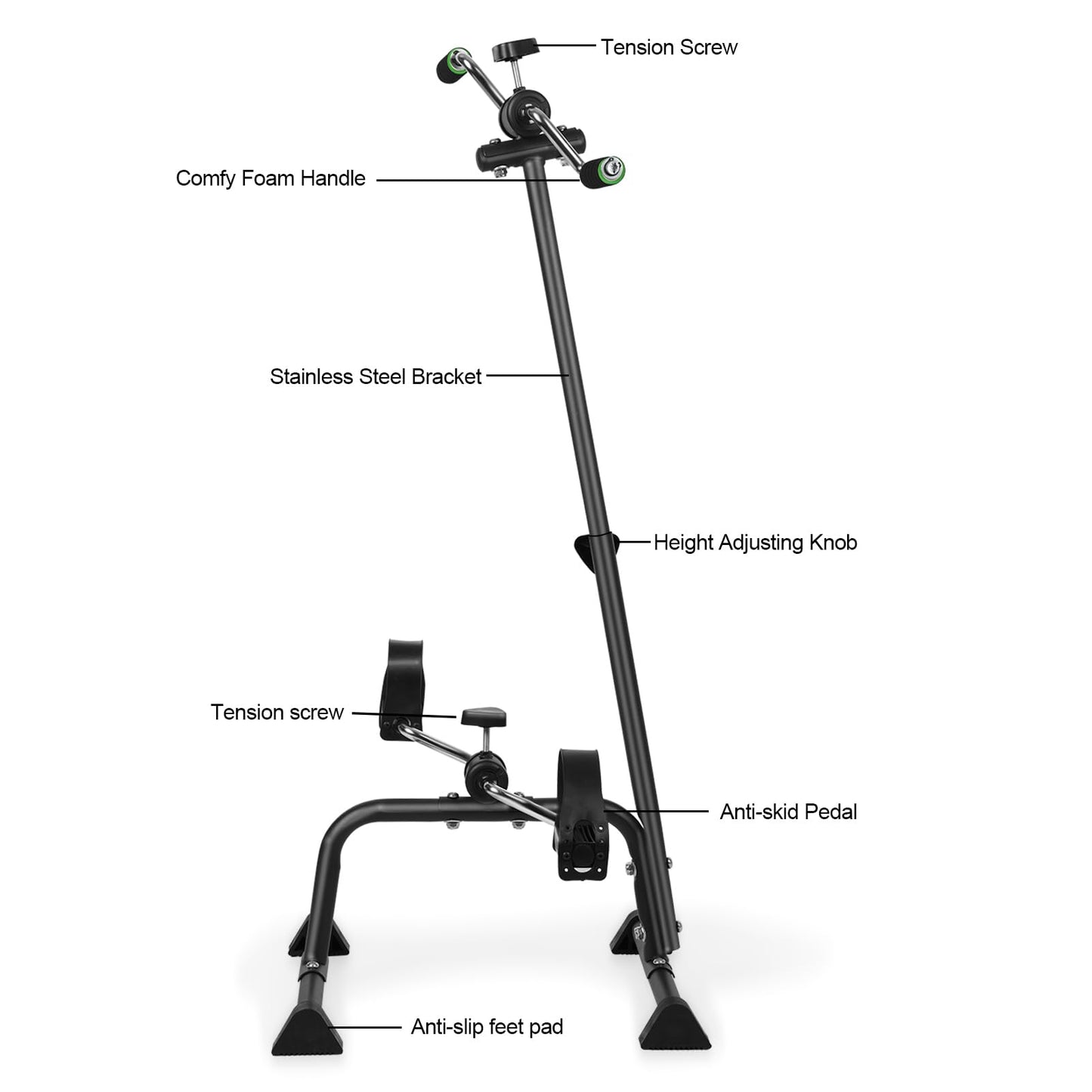 Wilitto Pedal Exerciser Bike, Elderly Exercise Bike,Hand Arm Leg Knee Peddler, Adjustable Fitness Equipment for Seniors, Elderly Home Pedal Exercise Bike for Total Body Black
