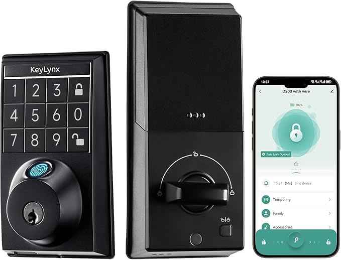 Keylynx Smart Door Lock 4-in-1 with Fingerprint, Keypad & APP Control - Keyless Entry, Auto-Locking, 16-Month Battery