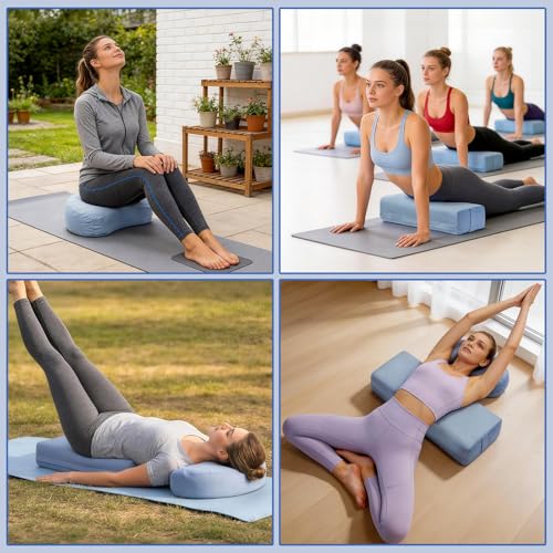 Set of 2 Yoga Bolster Pillows for Meditation & Support