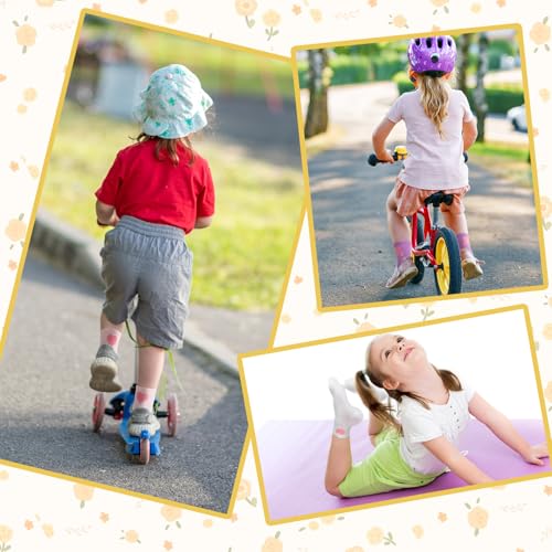 Kids Athletic Socks - 6 Pairs Crew Cotton Socks, Hearts & Stripes, Ages 6-8