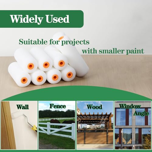 24 Pack Mini Paint Roller Covers,4 Inch Foam Paint Roller, High Density Foam Paint Roller, Small Paint Rollers for All Flat Surfaces, Suitable for Wall£¬Kitchen Cabinets, Doors, Tables, Etc