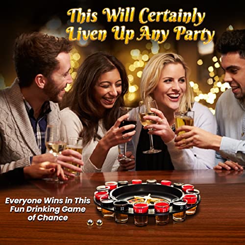 Shot Glass Roulette Drinking Game Set - 16 Glasses & 2 Balls