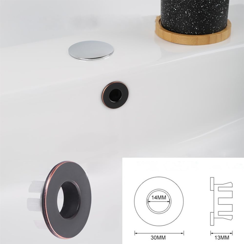 2 Pack Sink Overflow Ring Oil Rubbed Bronze Bathroom Vanity Sink Overflow Cover Insert in Round Trim Cap Brass Material