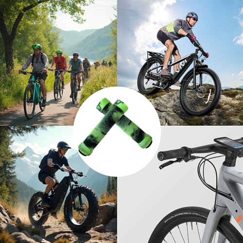 Non-Slip Rubber Bike Handlebar Grips - Green, Soft Cycling Covers