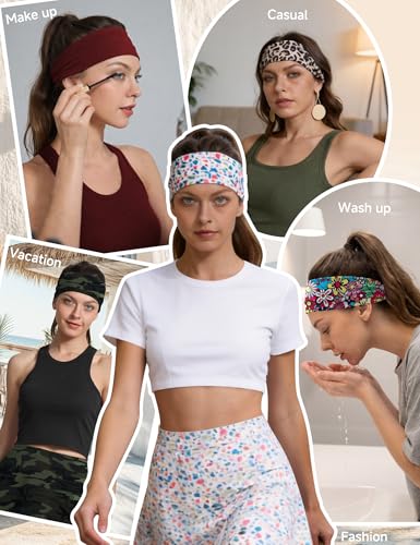 Stretchy Camo Headbands for Women - Workout & Yoga Hair Bands