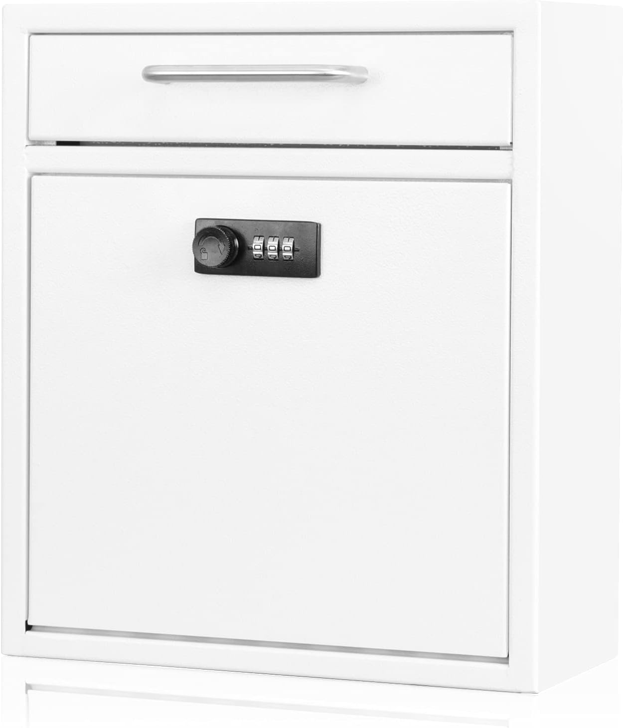 Secure Wall-Mount Mailbox with Lock | KYODOLED Large Steel Drop Box, Black, 16.2H x 11.22L x 4.72W