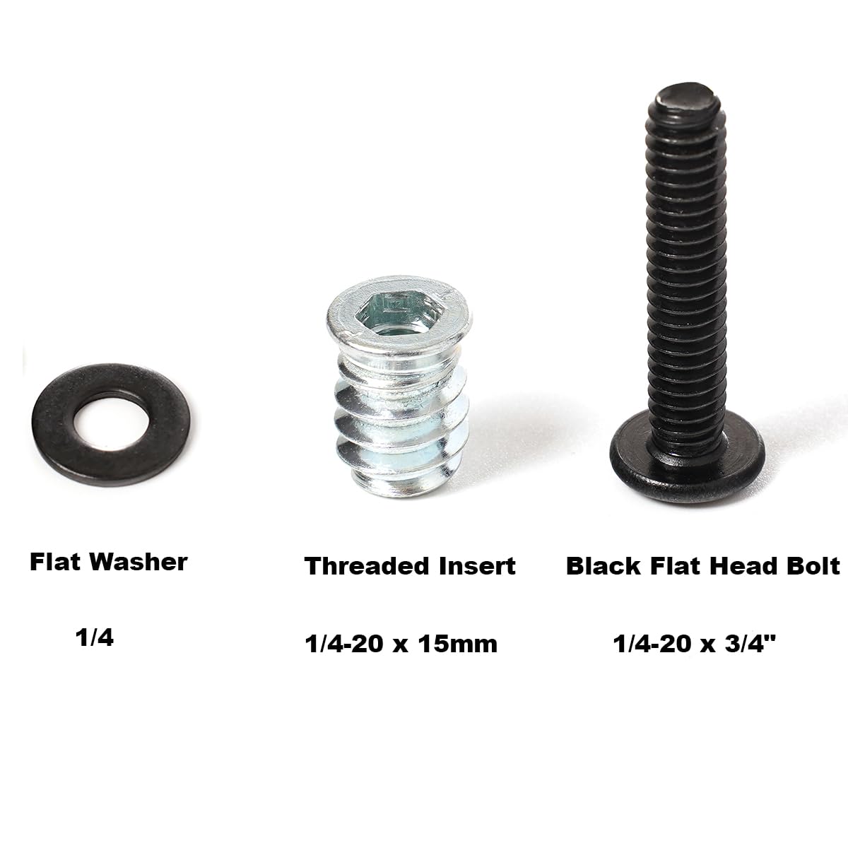 30 Sets 1/4-20 Threaded Inserts and Bolts Kit for Woodworking Wood Inserts and Bolts