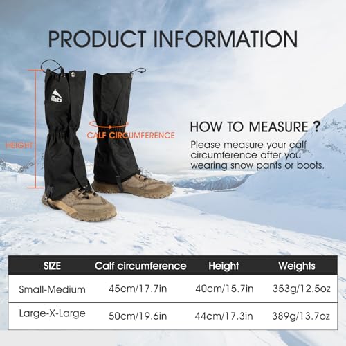 Waterproof Adjustable Leg Gaiters for Hiking & Climbing