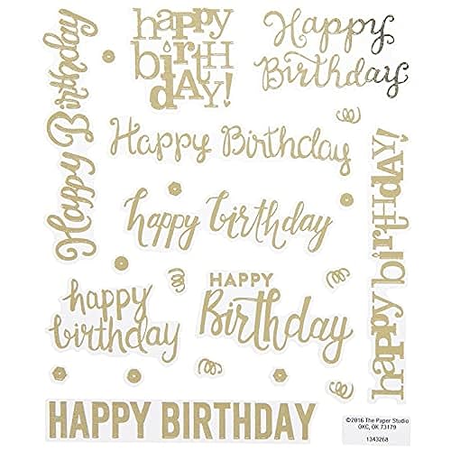 Happy Birthday Gold Foil Script Stickers - Assorted Styles