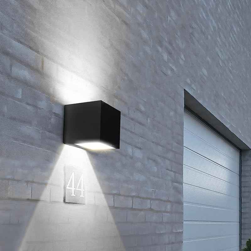 Up and Down Solar Wall Lights - 2pcs Waterproof 4000K 700LM Outdoor Cube Design for Porch, Patio & Yard Decor