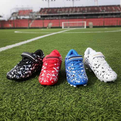 Kids Soccer Cleats Boys Girls Youth Football Shoes - Blue, 3 Little Kid