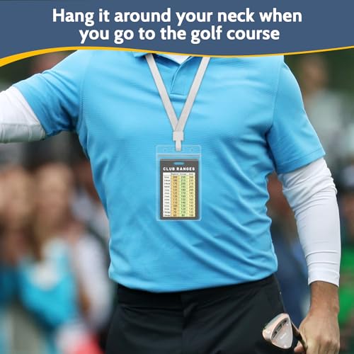 Golf Club Range Chart Card with Lanyard & Magnifier - Easy Carry