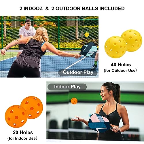 Beives Pink & Light Green Fiberglass Pickleball Paddles Set of 4 USAPA Approved