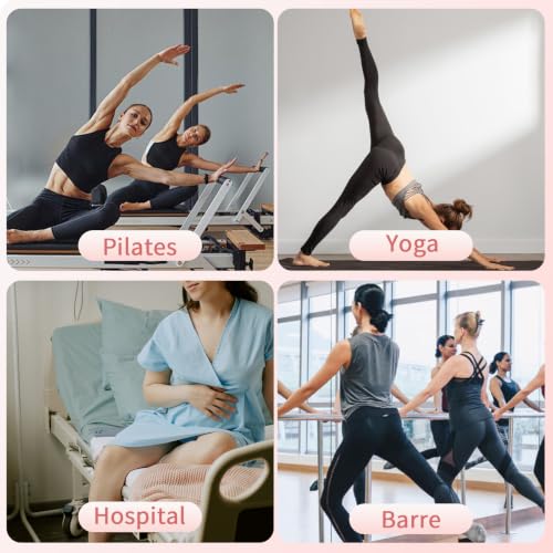 Non-Slip Pilates Socks with Grip - 4 Pairs, Stripe Colors