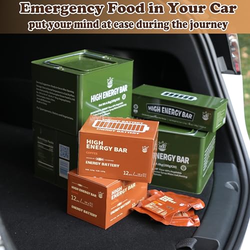 Emergency Food Ration Bars -12 Count Coffee Flavor Compressed Biscuit Survival Tabs, Food Rations Supply for Outdoor Camping Hiking Snowstorm Earthquake Disaster, 20 years Shelf Life