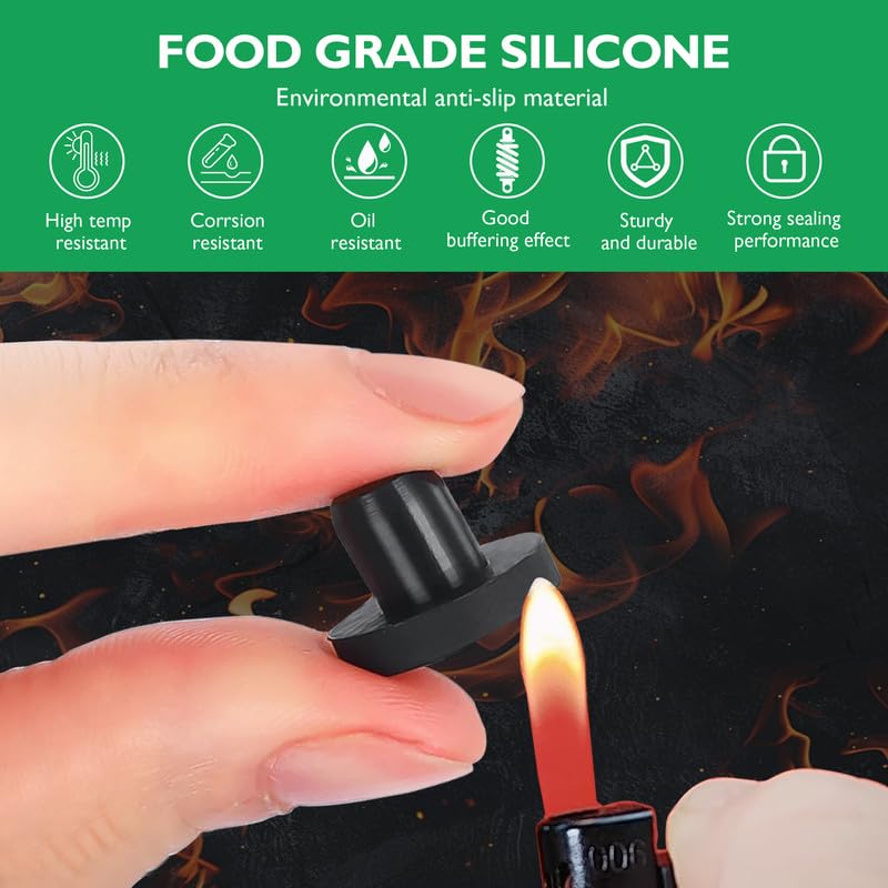 EASYEAH 4 Sizes 6.3/6.5/6.8/7 mm T-Shaped Silicone Plugs 1/4 inch Soft Flexible Rubber Stopper in Tube End Cap Cover Waterproof Sealing Hole Plugs for Bottles Pipes, Black, 32 Pcs