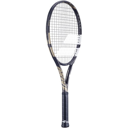 Babolat Pure Drive Wimbledon 11th Gen Tennis Racquet, Navy/Gold (4 1/4" Grip) - Strung with 16g Black Syn Gut at Mid-Range Tension