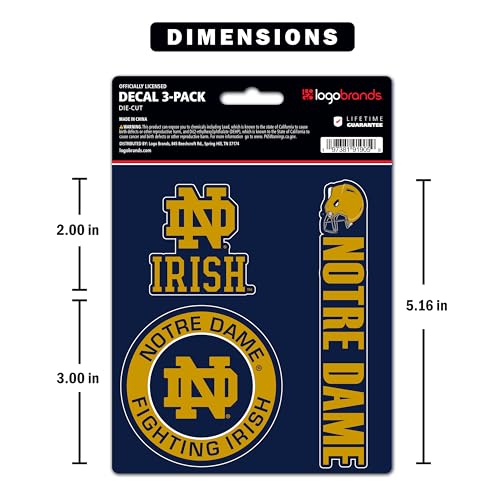 Notre Dame Stickers - 3 Pack Weather-Resistant Vinyl Decals
