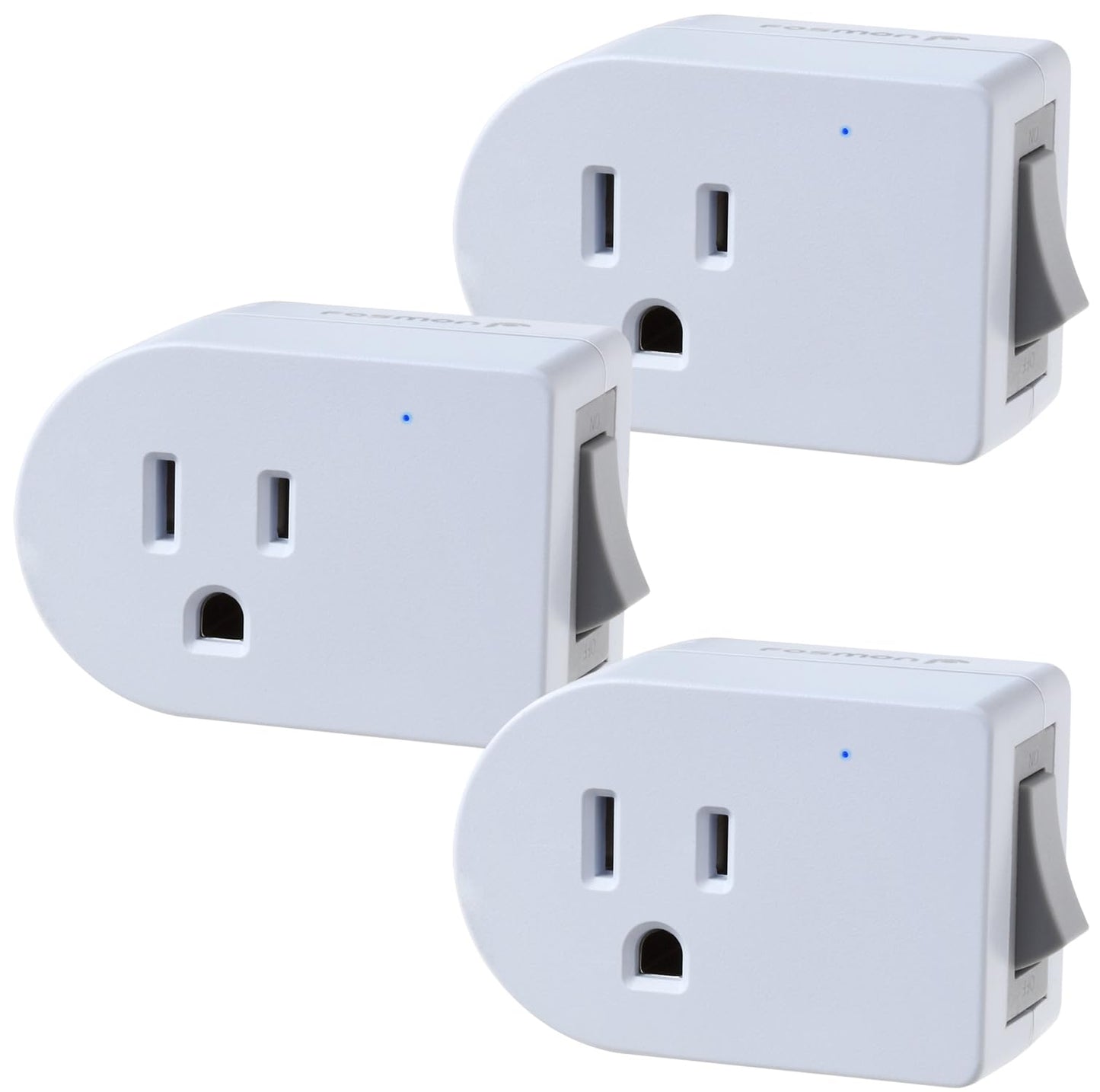 Fosmon Grounded Outlet Switch, ON/Off Switch (3 Pack), 3 Prong Plug in Electrical Switch, 245J Single Port Electric Switch Adapter Surge Protector, Power Switch Outlet Extender, White, ETL Listed