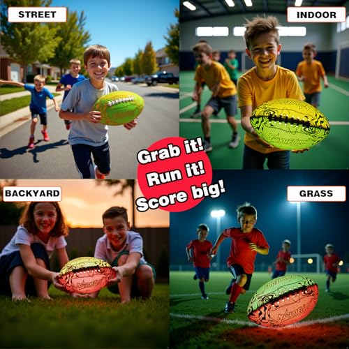 NovaEdge LED Glow Football Orange/Yellow - Rechargeable 9.25-inch Light-Up Soccer Ball for Night Outdoor Play
