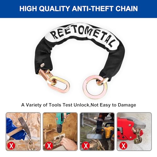 Heavy Duty Security Chain, 2FT x 3/8" Thick Hardened Steel Cut Proof Anti-Theft Lock Chain for Motorcycles, Bikes, ATVs, Trailers, Fences, etc.