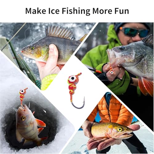 Ice Fishing Jigs Kit - 8 Piece Glow-in-the-Dark Lure Set