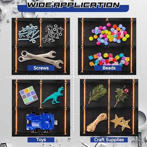 NATGAI 2 Pack Small Parts Organizers, 34-Compartments Double-Sided Tool Box with Removable Dividers for Hardware, Screws, Bolts, Nails & Fishing Accessories, Durable Plastic Storage Case (Orange)