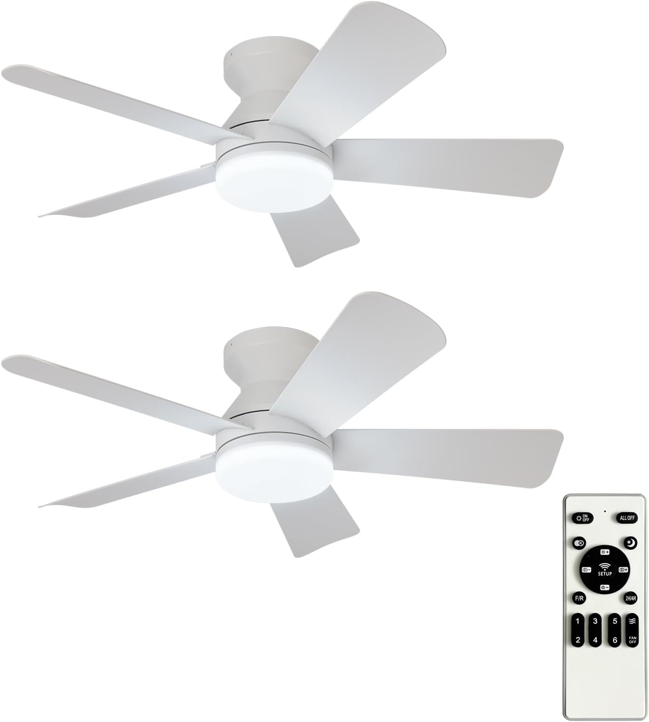 42-Inch Modern Black Ceiling Fan with Light & Remote - Dimmable Low Profile, 5 Reversible Walnut Blades, 6 Speeds for Indoor/Outdoor Use