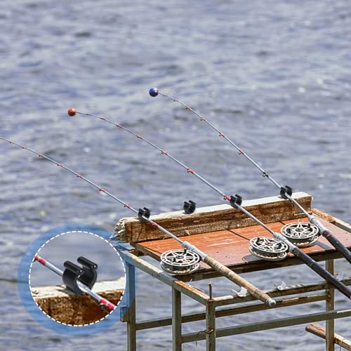20 Pcs Fishing Rod Clips - Black Holder for Fishing Poles
