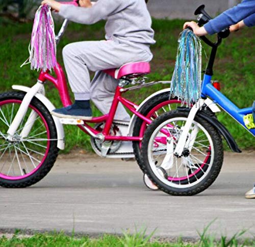 Kids Bicycle Handlebar Streamers - Colorful Blue Pom-Pom Pair