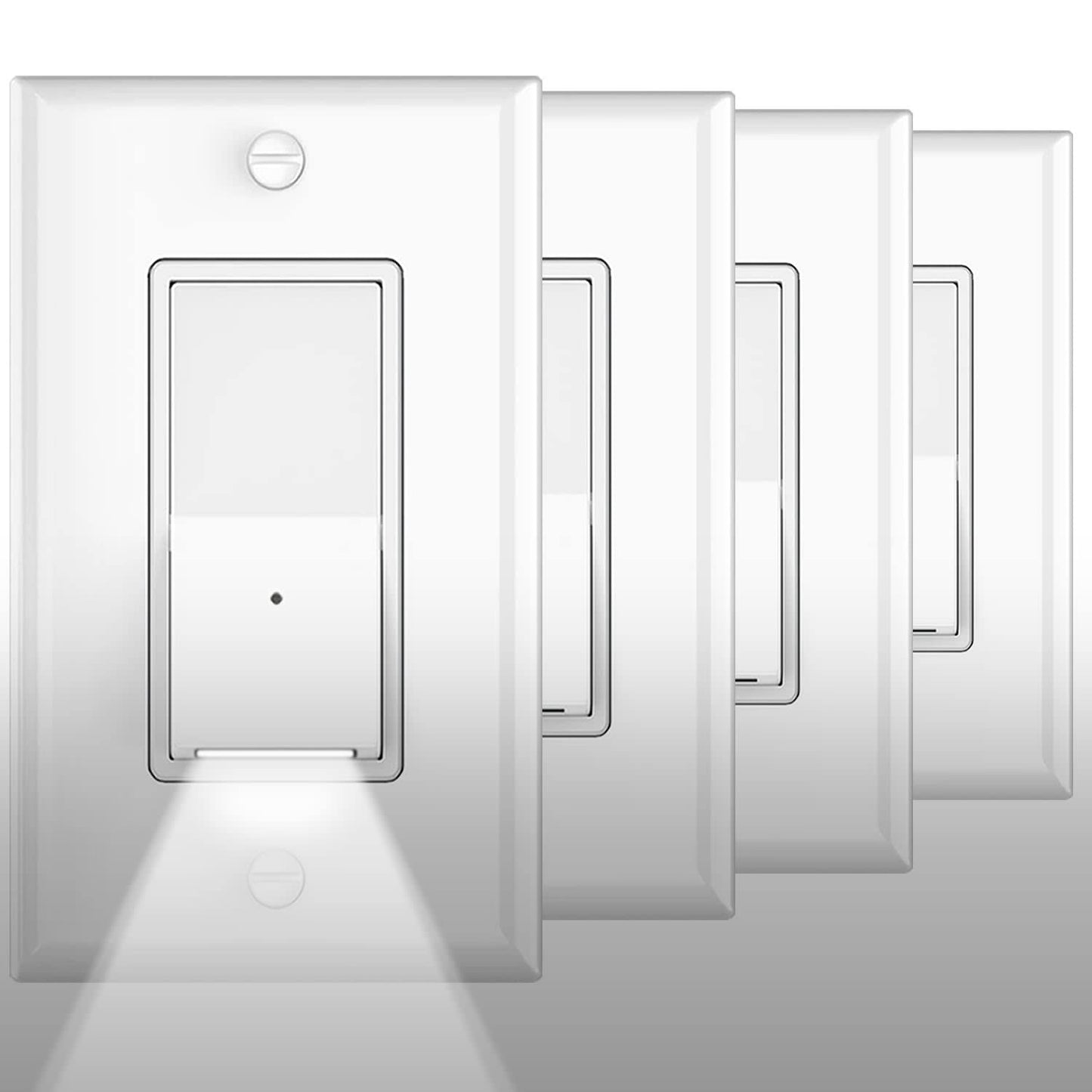 SOZULAMP 10-Pack Wall Switch with Night Light - Single Pole Light Switch & Nightlight Combo