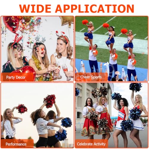 Hooshing 5PCS Cheerleading Pom Poms and Cheerleader Hair Ties with