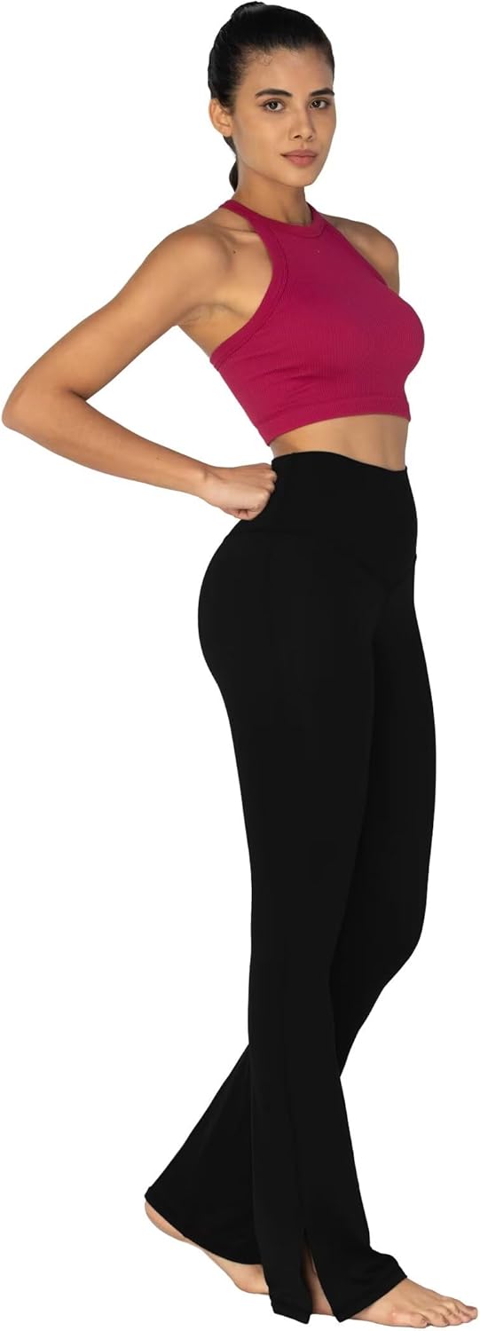 Sunzel High Waisted Flare Leggings - Split Hem Bootcut Yoga Pants with Tummy Control for Women