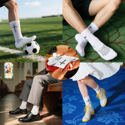 Men's Christian Grip Socks - Anti-Slip Design, Joshua 1:9