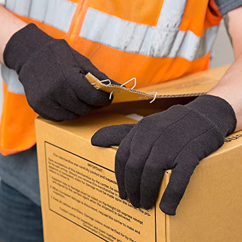 APQ Brown Jersey Gloves for Men Bulk, Fleece Lined Winter Work Gloves for Men, Women Jersey Garden Gloves, Cotton Work Gloves