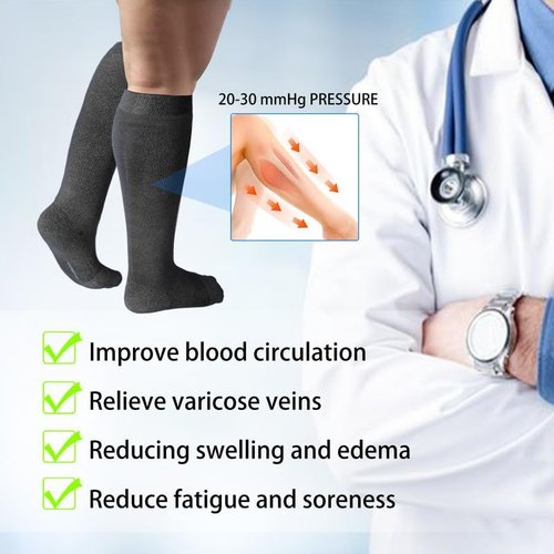 LEVSOX Bamboo Compression Socks - 20-30 mmHg Knee High Support for Pregnant Women | Cute Travel Design