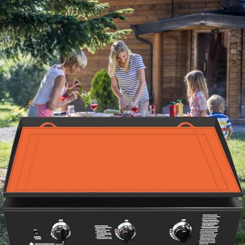 HONSREO 36-inch Orange Silicone Griddle Mat for Blackstone – Food Grade Grill Protector, Cuttable & Customizable