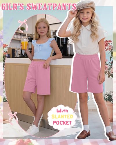 Girls' Wide Leg Bermuda Shorts - Comfortable Baggy Sweatshorts