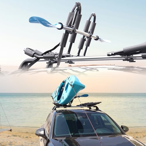 Folding Kayak Roof Rack - 2 Pair J-Bar Carrier for SUV & Truck