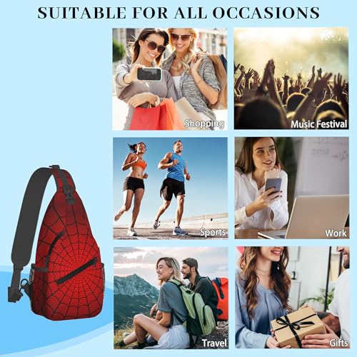 YOZIRIBO Spider Web Crossbody Sling Bag for Men Women Boys Girls Travel Hiking